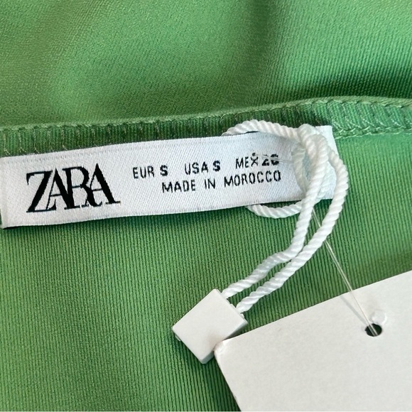 Zara Green asymmetrical long sleeve spaghetti strap cutout O-ring Vneck bodysuit - Picture 5 of 12